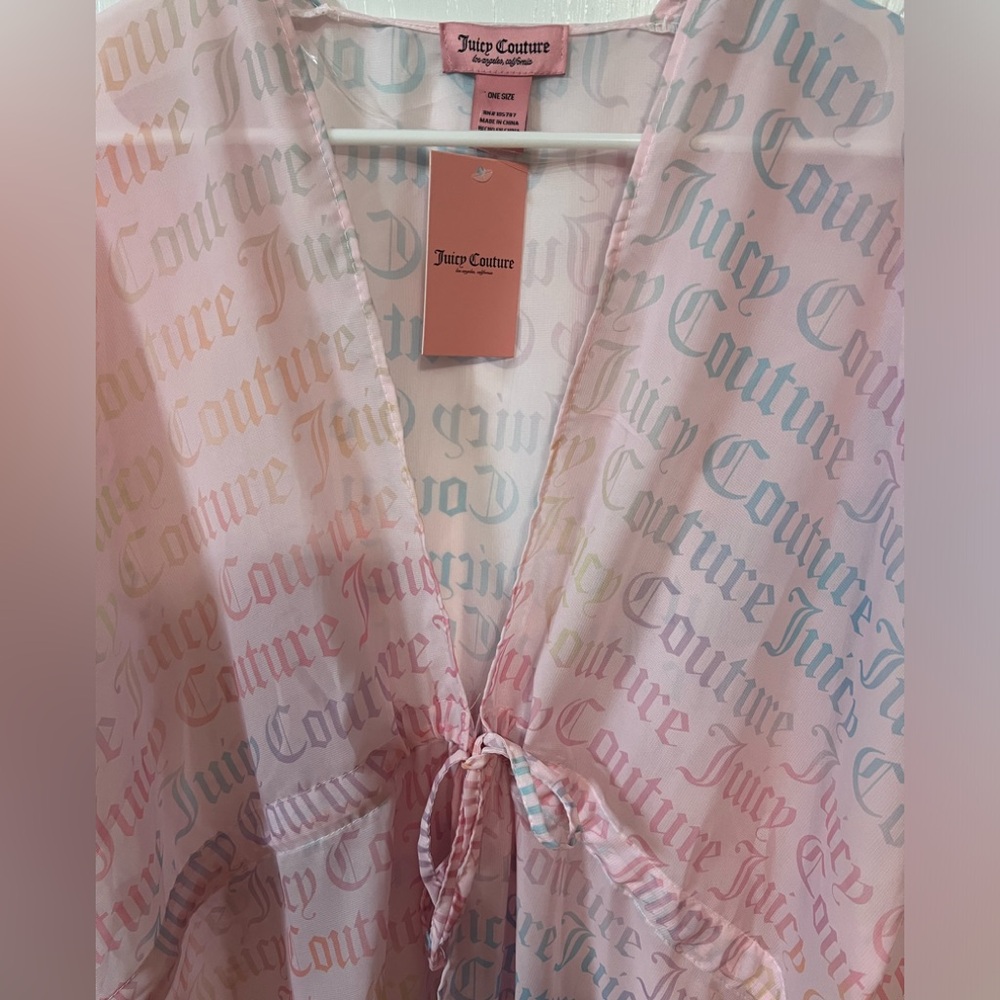 New Juicy Couture Swim Beach Cover up - sheer pink - one size - HTF
